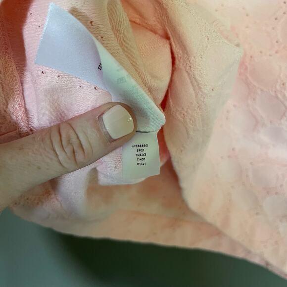 LOFT Eyelet Puff Sleeve Tee Pink Size XL Popover Crewneck Lightweight Feminine - Picture 14 of 14